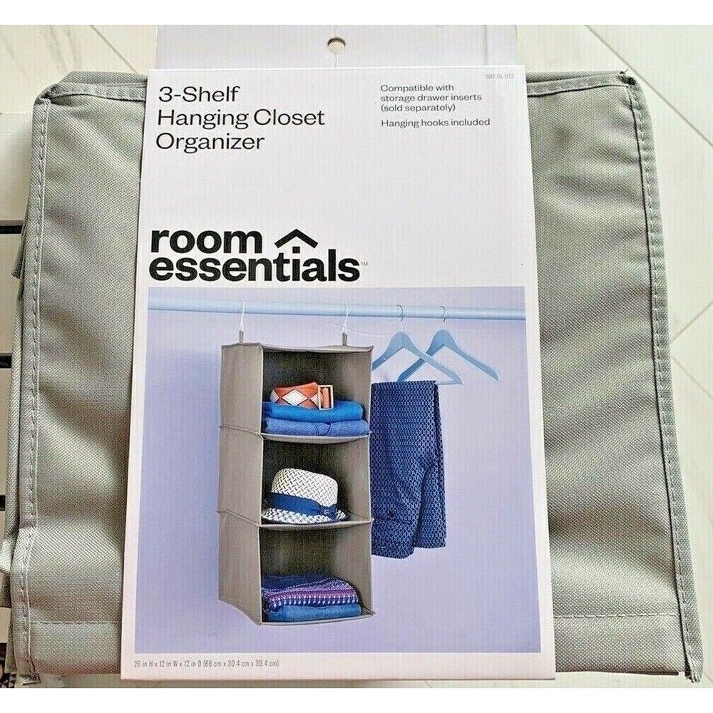 Hanging Closet Organizer Easy Mount Foldable 3-Shelf Hanging‎ Closet New
